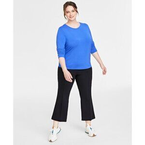 ON 34TH Plus Size Long-Sleeve Cobalt Blue Soft & Stretchy Crewneck Knit Top NWT